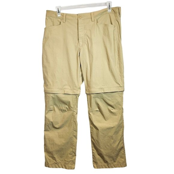 Eddie Bauer Travex zip off Pants Mens 38x30 Beige Nylon Outdoor Hiking Stretch - Picture 1 of 14